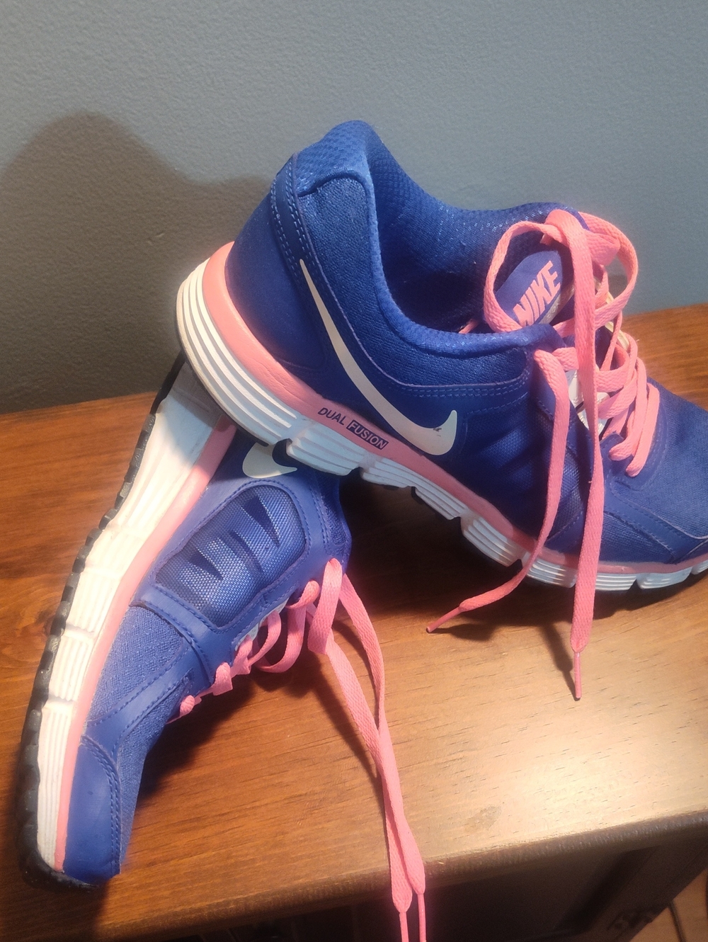 Nike Women's Dual Fusion Running Shoes - Blue with Pink